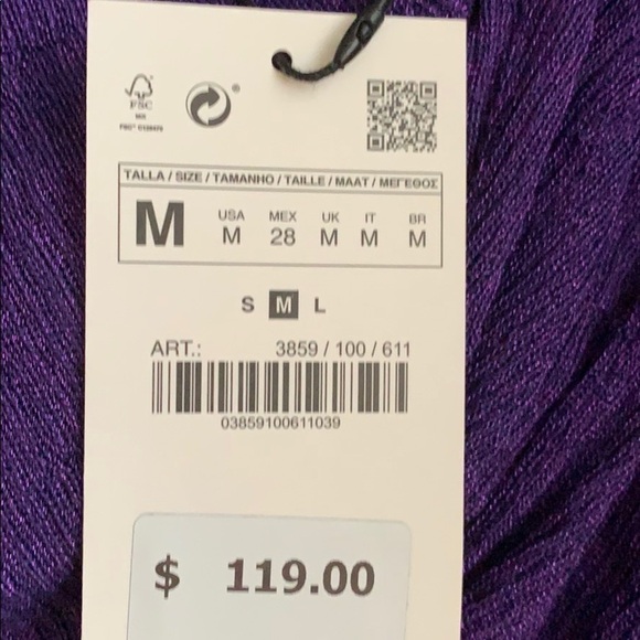 NWT. Zara Purple Metallic Thread Dress. Size M. - Picture 8 of 11